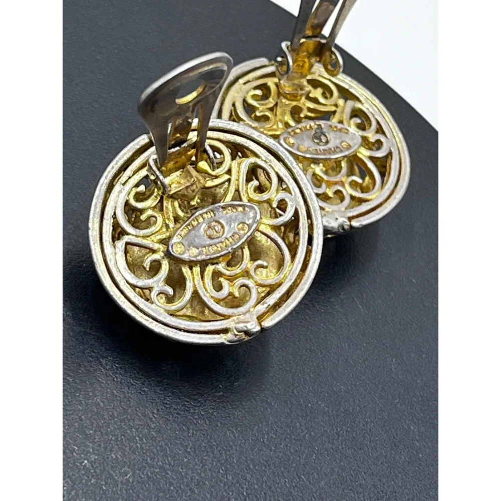 Chanel by Rubecanel of Paris Logo Clip On Goldtone Murano Glass Earrings
